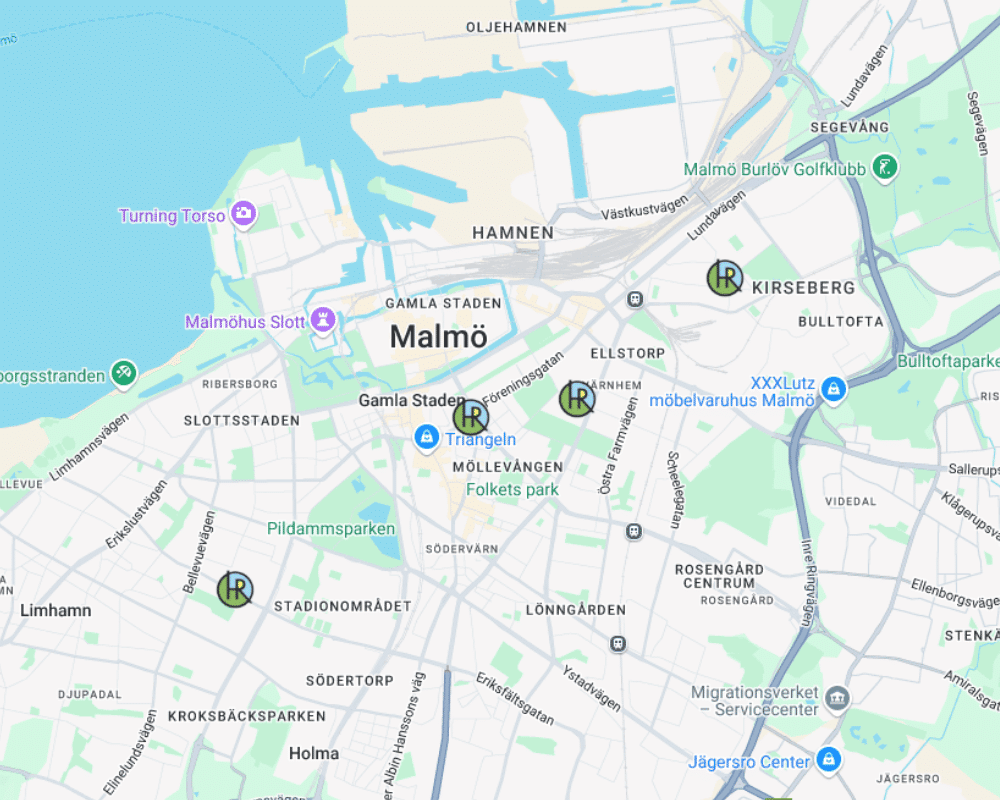 Kartbild - HAGA Rekrytering, leverantör av Rusta och Matcha i Malmö