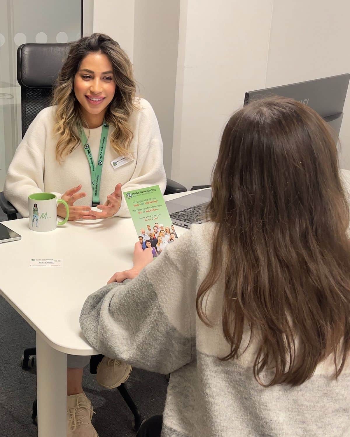 Individuellt samtal mellan handledare och deltagare inom Rusta och Matcha hos HAGA Rekrytering